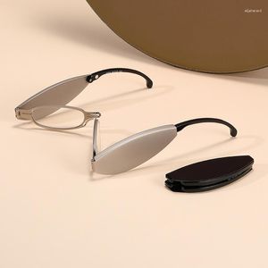 Óculos de sol conveniente mini dobrável presbiopia óculos moda ultra leve hd anti azul leitura para idosos