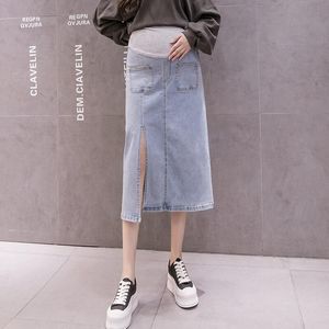 Jeans 3435# Maternity Skirts Summer Casual High Waist Jeans Denim Loose Comfy Belly Support Skirt Elastic Waist