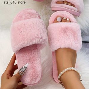 Women Simple Home Casual Fashion Fur Open Toe Indoor Winter Flat Non-slip Keep 2024 Warm Female Slippers T230828 35110