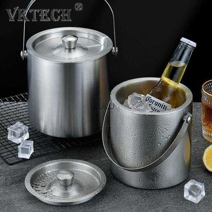 Stainless Steel Insulated Chilling Ice Bucket Portable Wine Beer Cooler Champagne Cooler Party Ice Bucket with Lid New HKD230828