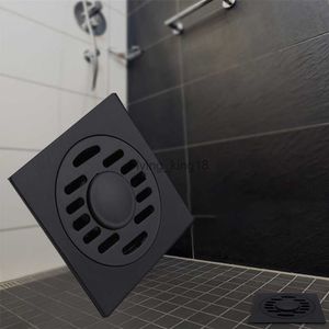 Black Bathroom Square Shower Drain Stainless Steel Floor Trap Waste Grate Round Cover Hair Strainer HKD230829
