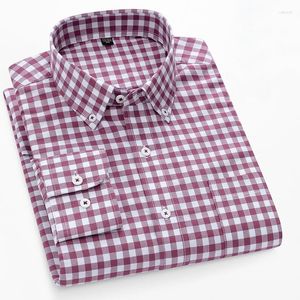 Men's Casual Shirts Cotton Long Sleeve Plaid Oxford Business Checked Male Tops Office