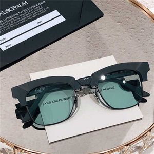 Дизайнерские солнцезащитные очки Kuboraum n6. Солнцезащитные очки немецкого жесткого линейного стиля. Очки Pioneer в нейтральной оправе с логотипом и коробкой.