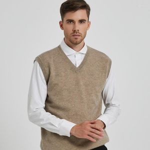 Men's Tank Tops Cashmere Vest V-neck Pullover Top Casual Knitted Loose Four Seasons Solid Sweetheart Jacket For Warmth