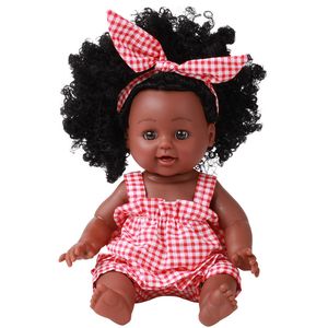 Dolls African Black Doll Fashion Handmade Silicone Vinyl Adorable Girls Cute Dolls for Kids Toddler Reborn Doll 30cm Baby Play Dolls 230829