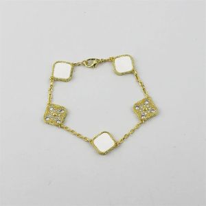Fashion Classic 4/Four Leaf van Clover Charm Bracelets for women Bangle link Chain 18K Gold Agate Shell Pearl Girl Wedding High grade designer Jewelry