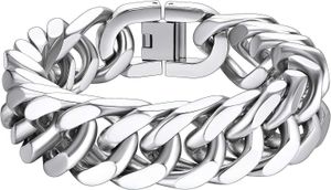 Richsteel Stainless Steel/Gold/Black Plated Link Chain Bracelet for Men 8/12/17mm Width 7.4/8.2/9 Inch Length Classic Jewelry(Gift Wrapped)