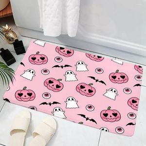 Tapetes HX Engraçado Marca de Moda Halloween Assustador Abóbora 3D Impresso Interior Capachos Flanela Não-Slip Bath Mat Decoração de Casa