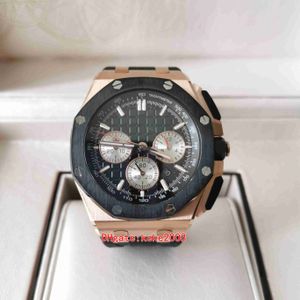 APF Super Mens Watch 26420RO.OO.A002CA.01 43mm Watches Rubber Bands Rose Gold Chronograph Transparent ETA 3126 Movement Mechanical Automatic Men Wristwatches