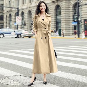 Women's Trench Coats 2023 Autumn Long Windbreaker Coat Mid Length Spring And Fashion Temperament British Style Knee Over