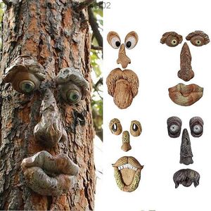 Rinde Geistergesicht Gesichtszüge Alter Mann Baum Hugger Hof Kunstdekorationen Monster Skulptur Outdoor DIY Halloween Ornamente Q230830