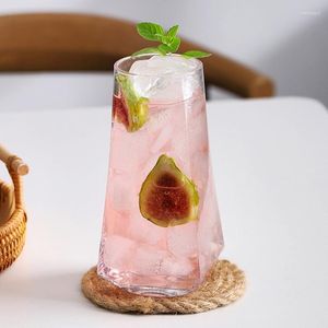 Wine Glasses 550ml Clear Geometric Beer Glass Prismatic Cup Glassware Tumbler For Juice Cocktail Whiskey Bourbon Tonic