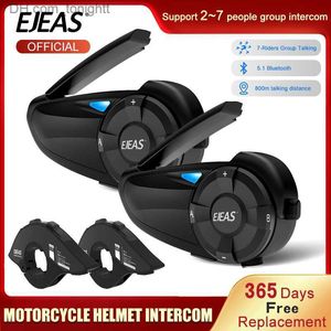 Ejeas Q7 двигатель шлем Intercom Bluetooth 5.1 Мотоцикл беспроводная гарнитура 800 м шлема динамика с помощью ручного ходьбы шлем Talkie Q230830