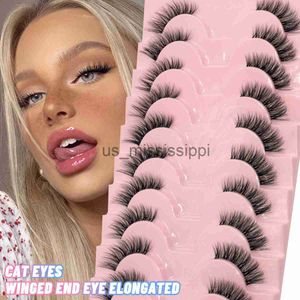 Cílios Postiços GROINNEYA Meio Eey Lashes 510 Pares Cílios Postiços Natural Faux Mink Lashes Cat Eye Lashes Wispy Fluffy Extensão de Cílios x0830