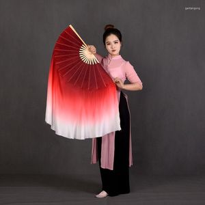 Stage Wear Silk Burgundy White Veils Chiense Yangko Dance Short Hand Fan Two Layers Half Circle 61cm-86cm Length