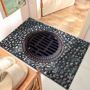 Carpets Trap Cover Cobblestone Doormat Funny Home Washable Rugs Living Room Non Slip Bath Floor Mats 3D Printed Halloween Party Area Rug