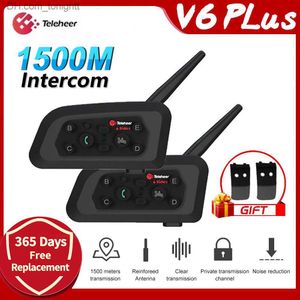 V6 PRO Bluetooth-гарнитура для мотоциклетного шлема с внутренней связью 1500M BT для 6 гонщиков водонепроницаемый Q230830