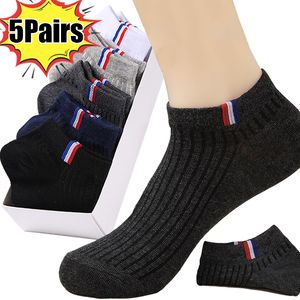 Sports Socks 5pairs Summer Thin Boat Men Casual Breattable Sweat Absorbering Calibration Black Business Ankel Sox Sports Sock 230830