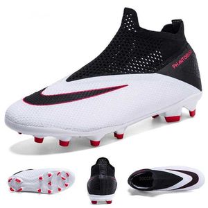 Size3649 Adult Fg/tf Soccer Shoes Nonslip Long Spike Football Boots Young Kids High Ankle Cleats Grass Sock Mouth Sneakers 230814