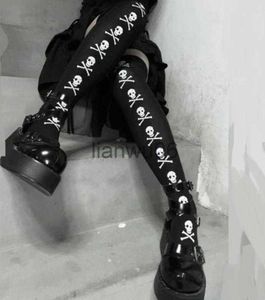 Dark Skull Bat Gothic Punk Fishnet Sexy Stockings Women Emo Thigh High Garters