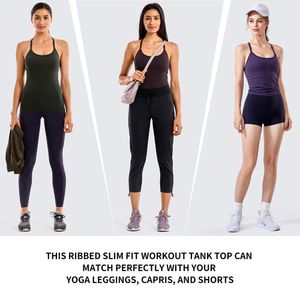 Set Yoga Tank Tops Sports Camisole Women Sportswear Athletic Bilbed Wbudowane w biustonosze bezszwu szczupły trening racerback kamizelka fitness 2022