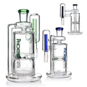 Glass Bong Ashcatcher Ash Catcher med en turbin perc en honungskaka perc Ashcatcher 90 grader 14f/14m 18f/18m Glass Bong Attachment Rökningstillbehör