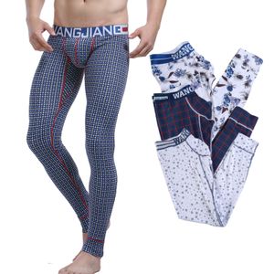 Мужское термическое нижнее белье WJ Brand Men Long Johns Mens Теплые штаны Тонкая эластичная линия модного хлопчатобумажного припечатка сексуальное плотное леггинг 230830