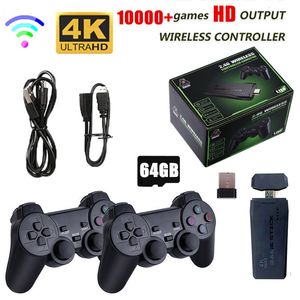 Controladores de jogo Joysticks Video Console 24G Double Wireless Controller Stick 4K 10000 Jogos 64 32GB Retro para PS1GBA Boy Christmas Gift 230830