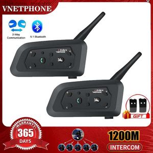 Vnetphone V6 Motorcycle Helmet Bluetooth Intercom 1200M Helmet Interphone Full-duplex Talking For 6 Riders IP65 Waterproof BT5.0 Q230830