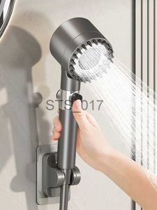 Bathroom Shower Heads New Black Shower Head Rainfall High Pressure 3 Modes Adjustable Boost Filter Holder with Hose for Bathroom Fixture Accessories x0830