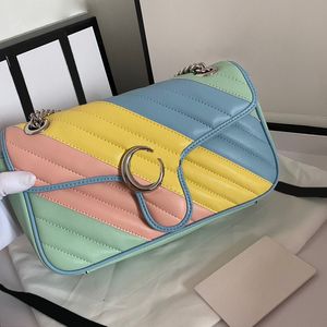 Fashion Designer Bag Womens Leather Solid color Shoulder bag Temperament Chain crossbody Bag Classic Macaron color wavy bag 443497