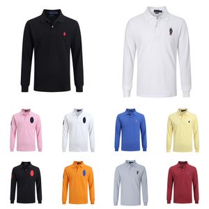 Ralphs designer polos herrar klänning skjortor mode ralphs broderade logotyp polos män långärmade skjorta tees toppar lyxiga kläder ärm laurens kläder a062