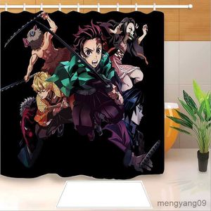 Duschgardiner anime demon slayer 3d tryck duschgardin tyg badrum gardin vattentät badgardin r230830