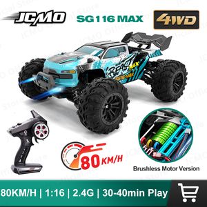 Carro elétrico RC ZLL SG116 MAX RC Brushless 4WD 80KM H Corrida Profissional 2.4G Alta Velocidade Off Road Drift Controle Remoto Brinquedos 230829