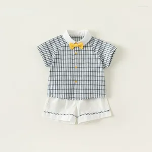 Set di abbigliamento Set di vestiti per neonato Kit corredino per neonati Modello a quadri con papillon Estate