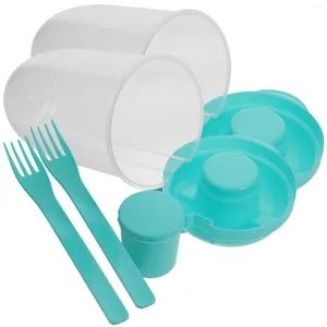 Dinnerware Sets 2 Pcs Salad Cup Fruit Containers Lids Dressing Go Portable Cups Outdoor Shaker Milk Pp Fitness Reusable