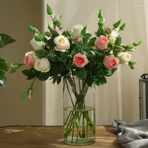 Flores decorativas 62cm artificial falso rosa de seda para decoração florescendo falso buquê de flores haste diy vaso casa festa de casamento