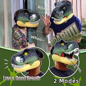 Parti Maskeleri Dinozor Maskesi Cadılar Bayramı Latex Hareketli Ağız Headgear Sounds Pırıltılı Gözler Korku Rolü Oyun Props Hayvan Cosplay 230829