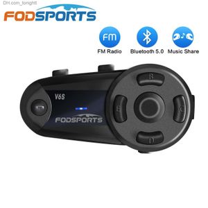 Fodsports V6S Interfono per moto Casco Auricolare Bluetooth 6 Piloti 1000 m Interfono wireless impermeabile Radio FM Condividi musica Q230830