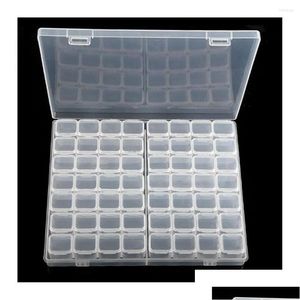 Storage Boxes Bins 28/56/224 Slot Transparent Plastic Box Diamond Painting Accessories Tool Nail Art Rhinestone Bead Drop Delivery H Dhkys