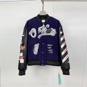 Mans Off White Jacket Jacket و Winter Winter Off White Jacket 2024 New Perfect Quality Coat Male OW Heavy Industry Assoridered Wool Leather Bomber 657