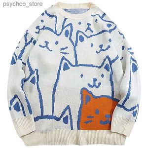 Y2K men's and women's vintage sweater cartoon loose knit sweater Japanese Harajuku style hip-hop street clothing knit sweat Q230830