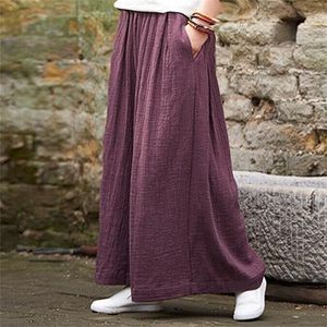 Женские брюки Capris Spring Fashion Cotton Wind Negs Plant Plus Size Женские свободные хлопковые льняные брюки Autunm Vintage Long Bins 230829