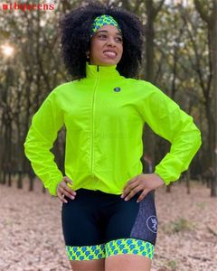 Cykeljackor Mtbqueens långärmad vattentät utomhuscykeljacka Fluorescerande grön MTB -cykel tunn motocross Jersey Windbreaker 230829