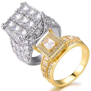 Nowe spersonalizowane złote kobiety męskie pełne diamenty mrożone mrożone męskie pierścionki zaręczynowe CZ Pinky Ring Hip Hop Rapper Prezenty biżuterii dla 265L