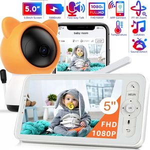 Babyphones, 5-Zoll-Videomonitor mit Telefon-App und PTZ, 2-Wege-Sprechfunktion, Nachtsicht, Schlaflieder, VOX-Geräuscherkennung, Fütterungserinnerung, 230830