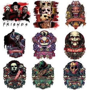 Notions Halloween Heat Transfer Patches Stickers Large Horror Movie Characters Iron on Decals Halloween Iron on Transfer Applique for T-Shirts Bags Clothing