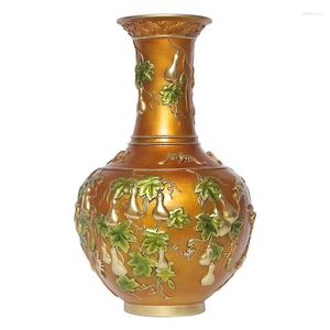 Vases ARZAK Colorful Copper Gourd Vase Home Office Decoration Handicraft Chinese Housewarming Opening Gift