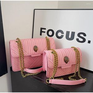 Soft Leather Crossbody Bag Chain Shoulder Fashion Women Metal Bird Head Decoration Buckle Texture Small Square