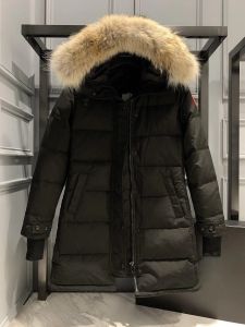 Women Down Jacket Canadian Fashion Brand Gooses Long Coat Large Pocket Fur Collar Thermal Top Female Autumn and Winter Stora vindtäta parkläder